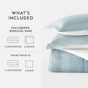 Noble Linens Ocean Waves White / Coastal Blue Reversible Down Alternative Comforter Set