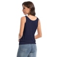 thumbnail image 2 of Women Banded Bottom Tank Tops Ribbed V Neck Sleeveless Casual Tops Summer Loose Fit Shirts, 2 of 6