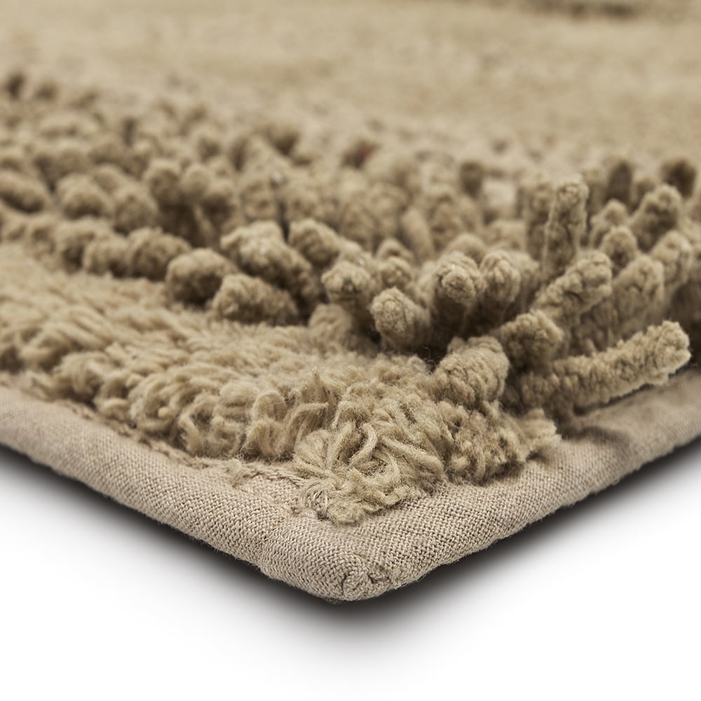 Mohawk Home Plush Cotton Fade/Stain Resistant Non-slip Machine Washable Bath Mat, Taupe, 2' 3" x 3' 9"