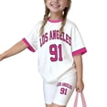 thumbnail image 3 of CUSTG Kids Sets Letter Print Short Sleeve Tops With Shorts Casual Sport Summer Outfit For Toddler Kids Cozy Soft Home School Vacation Outfits, 3 of 3