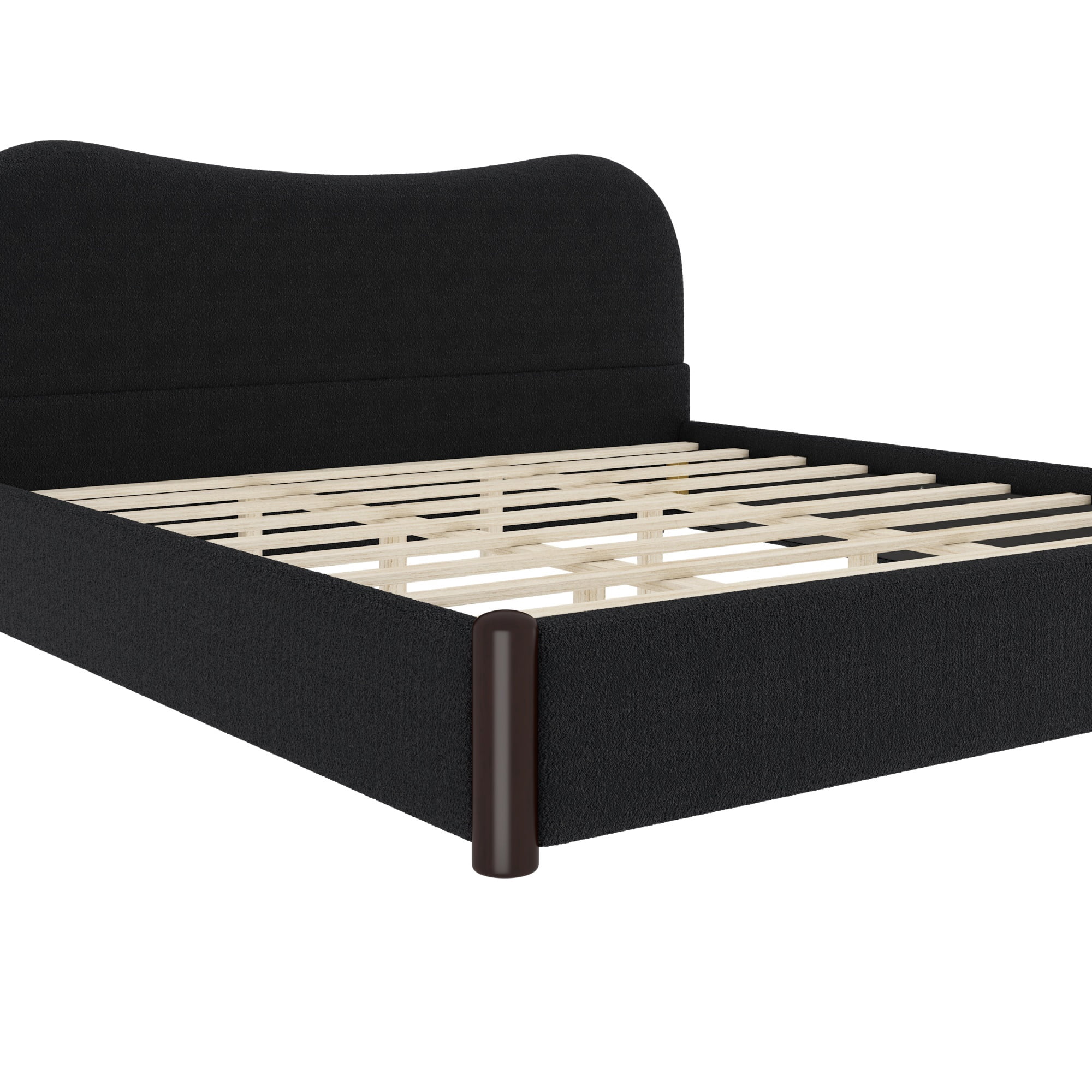 Euroco Upholstery King Size Platform Bed, Black