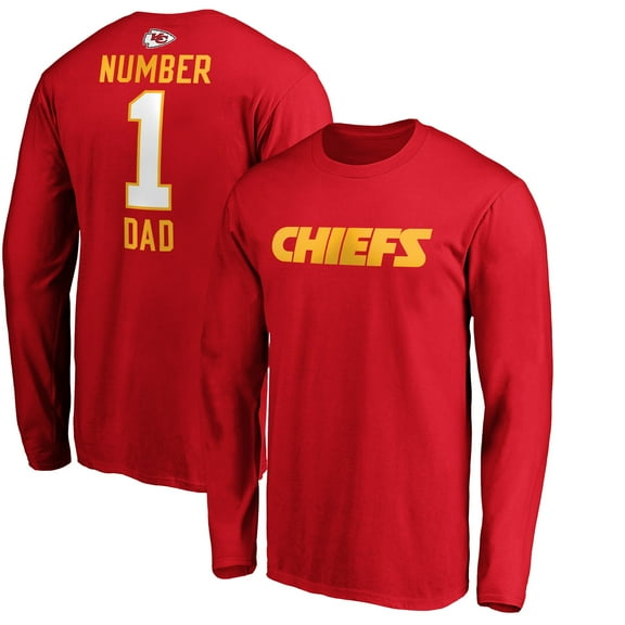 Men's Red Kansas City Chiefs #1 Dad Long Sleeve Team Logo T-Shirt
