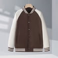 thumbnail image 2 of Varsity Jacket Men Fall Winter Long Raglan Sleeve Loose Casual Button Down Bomber Baseball Jackets Outerwear with Pockets, 2 of 4