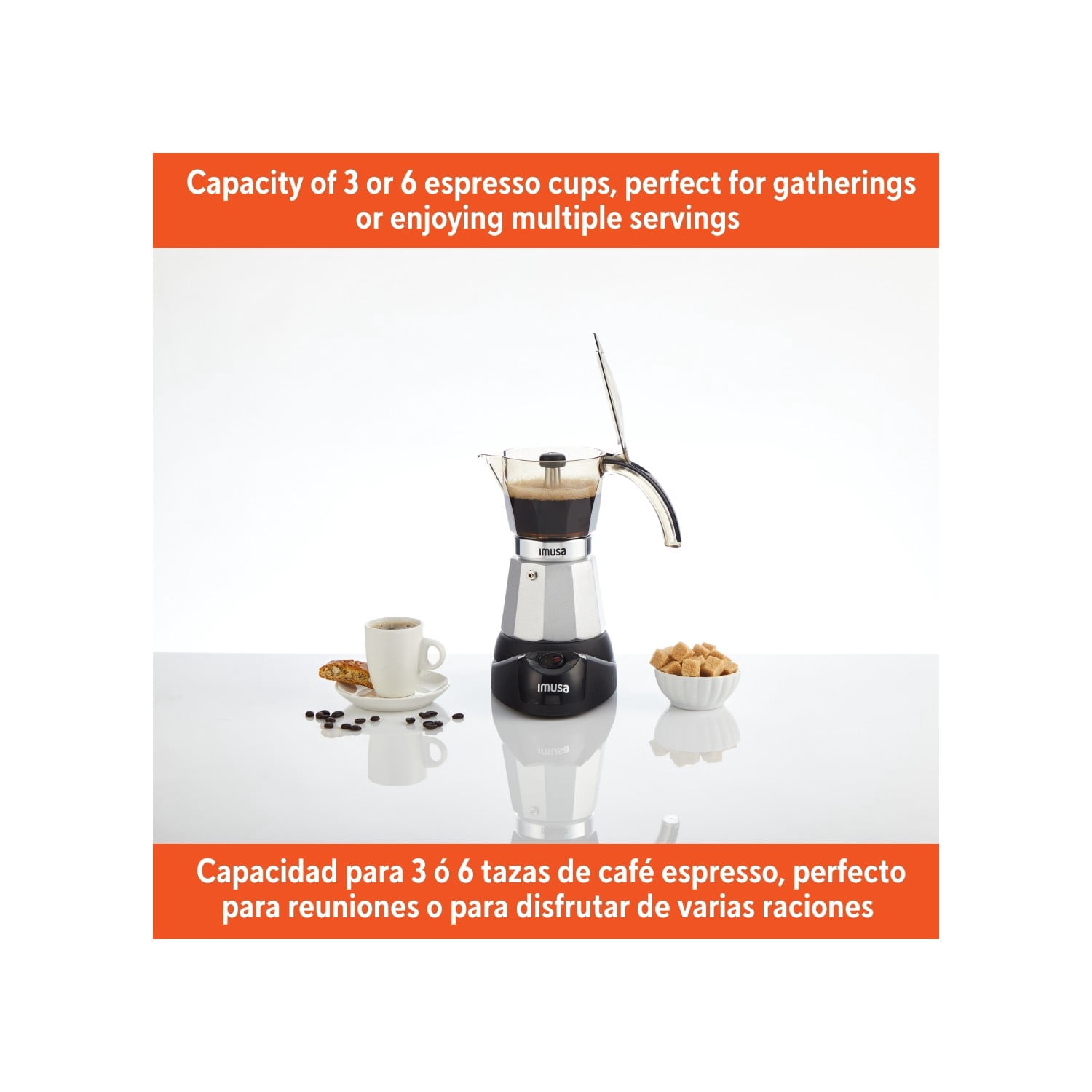 IMUSA 6 or 3cup Electric Espresso Maker, Silver