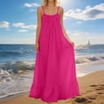 thumbnail image 4 of Womens Summer Sleeveless Backless Cami Dress Adjustable Spaghetti Strap Ruched Ruffle Hem Flowy Beach Vacation Sundress, 4 of 7