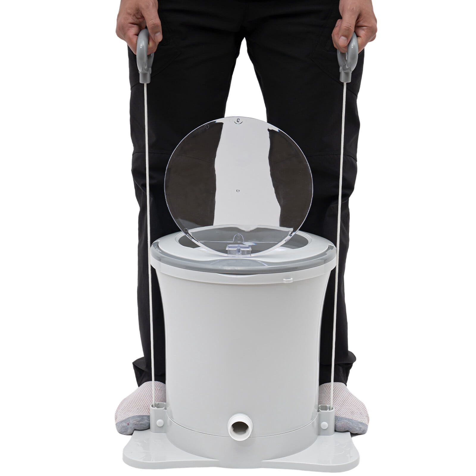 9L Portable Foot Operated Non-Electric Dehydrator Mini Manual Dehydrator Washing Machine White Round