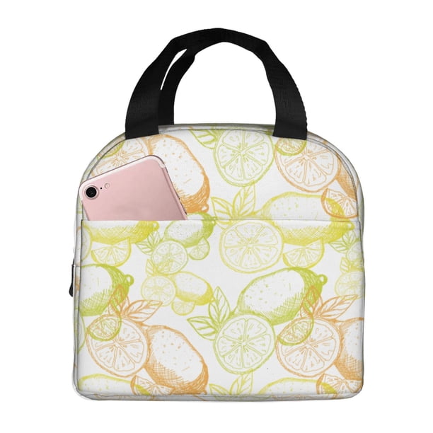 Easygdp Lemon Potatoes Bolsa Térmica Premium - Tela Oxford Impermeable, Gran Capacidad, Bolsillo Frontal, Unisex para Trabajo, Escuela, Actividades al Aire Libre y Picnics