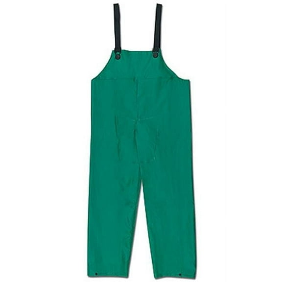Green Dominator .42 mm Polyester And PVC Bib Pants With Take Up Snaps On Ankles