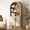 Beige, variant on 71” Tall Arched Bookshelf, Modern 5 Tier Bookcase with Cabinet, Wooden Display Cabinet with Doors and Adjustable Shelves, Versatile Bookshelf for Living Room, Study, Office