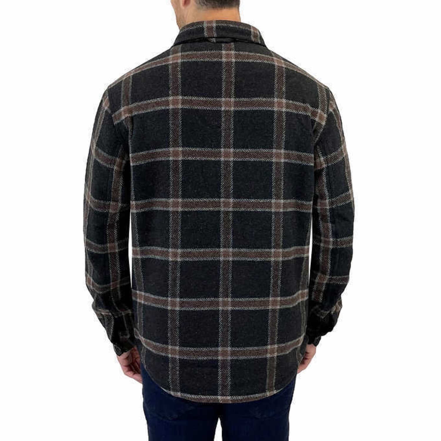 Jachs New York Men's Wool Blend Sherpa Lined Shirt Jacket (Black