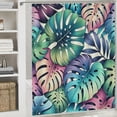 thumbnail image 6 of Awypu Green Leaves Tropical Palm Leaf Decorative Summer Shower Curtain Set White, 6 of 7