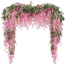 3Pcs 7.2Ft/Piece Artificial Flowers Wisteria Garland Artificial Wisteria Vine Hanging Flower Greenery Garland for Home Garden Outdoor Wedding Arch Floral Decor (Purple)