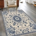 thumbnail image 3 of Vintage Farm Washable Area Rug 2.7 x 5 ft Blue Flowers Bohemian Style Farmhouse , Soft Non Slip Rugs Stain Repellent Indoor Felt Carpet for Living Dining Room Bedroom Home Office, 3 of 9