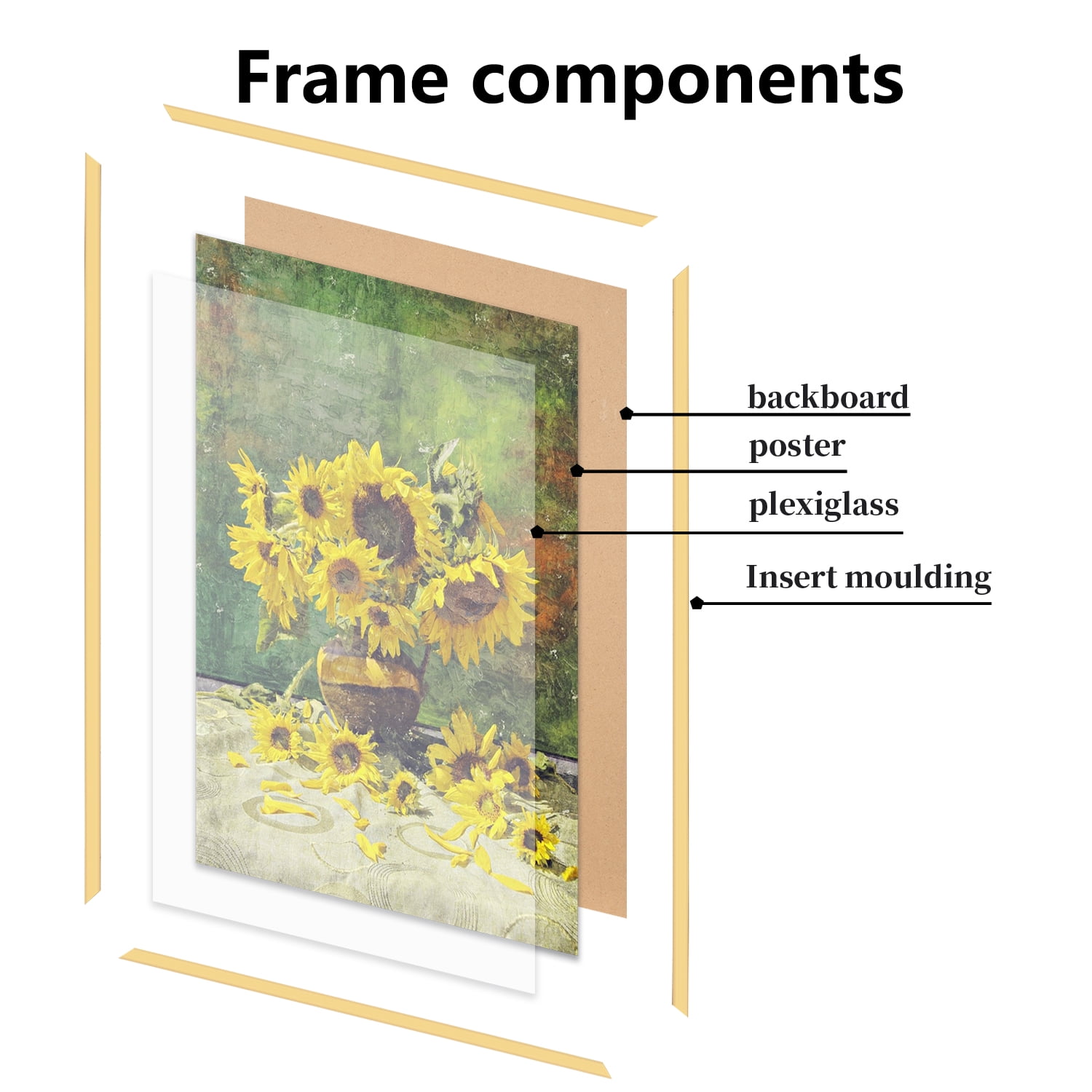 KAIWIN 3 Pack Poster Frames 16x24 Plastic Picture Frame for Horizontal and Vertical Wall Mounting,Gold