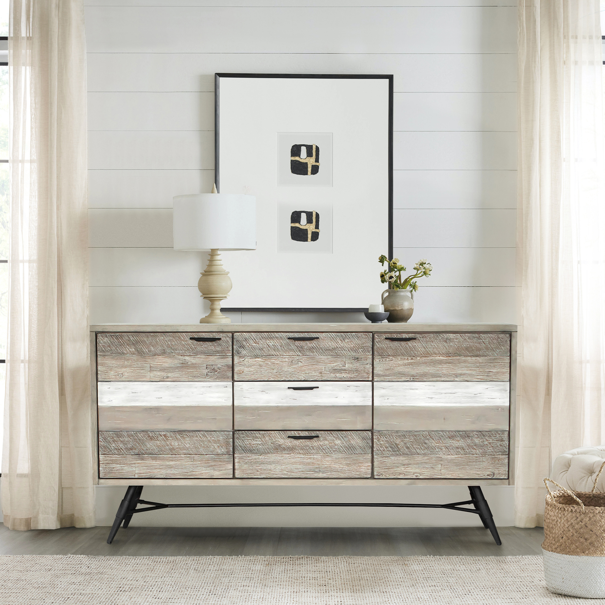 Bridges Sideboard Buffet Cabinet in Two Tone Acacia Wood