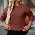 thumbnail image 4 of Tawop Sweatshirts Pullovers Womens Tops Womens Sweatshirts Crew Neck Long Sleeve Solid Brown XL, 4 of 9