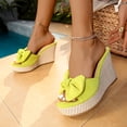 thumbnail image 6 of Pandaie Women's Open Toe Wedge Espadrilles Sandals Suede Bowknot Platform Slip on Slides Summer Beach Vacation Shoes Green 6, 6 of 9