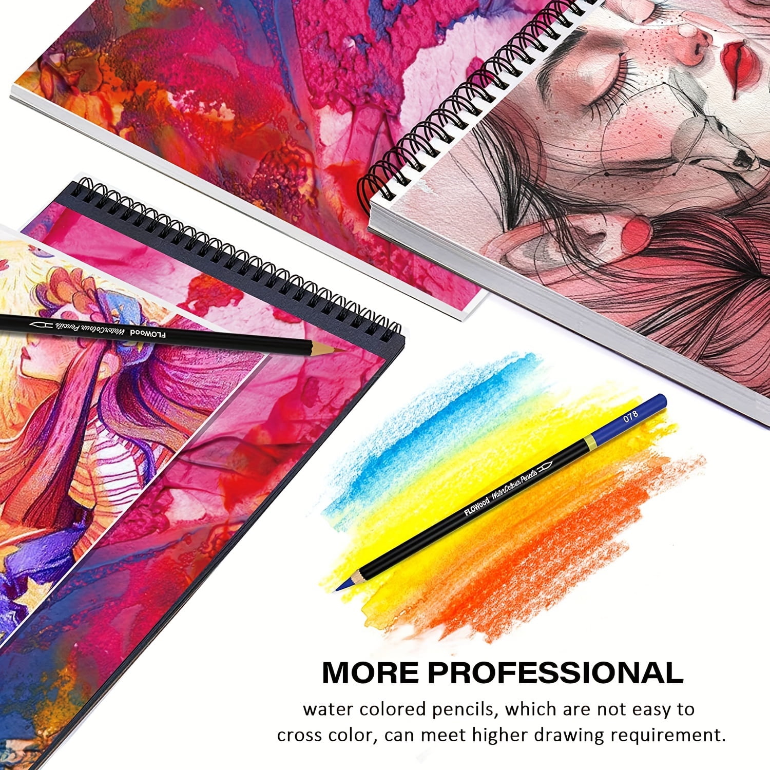160 Watercolor Pencils, Beautiful Blending Effects with Wet or Dry,Ideal for Coloring Book Blending Sketching- Water Soluble Pencils for Adults