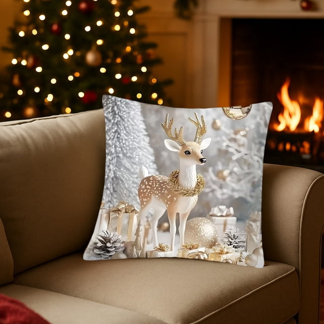 Uuiauoio Christmas Pillow Covers, Christmas Decorations Cushion Covers, Xmas Pillow Covers, Pillowcases Throw Pillow Covers for Sofa Couch Home Decor, Festive Printed Christmas Pillow Covers