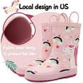 thumbnail image 3 of Kushyshoo Kids Rain Boots Unicorn Life Print Girls Rubber Boots with Handles 11M, 3 of 8