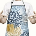 thumbnail image 2 of Blue Floral and Petal Pattern Apron-Garden Aprons for Women with Pockets-Cotton Linen Waterproof Kitchen Cooking Gardening Aprons Adjustable for Kitchen,Cooking,BBQ and Salon 33x27 Inch, 2 of 7