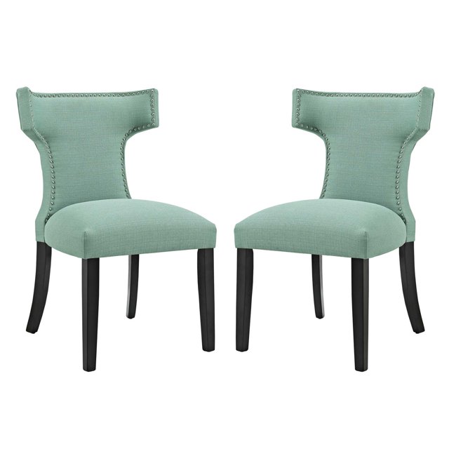 Modern Contemporary Urban Design Kitchen Room Dining Side Chair ( Set of Two), Blue, Fabric