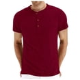 thumbnail image 2 of FhsagQ Chemises pour Hommes Chemises pour Hommes Chemises d'Été Décontractées pour Hommes à Boutons Col Rond Chemises Unies Manches Courtes Chemises en Coton pour Hommes Comfortsoft Chemises pour Hommes Blanc Rouge P, 2 of 7