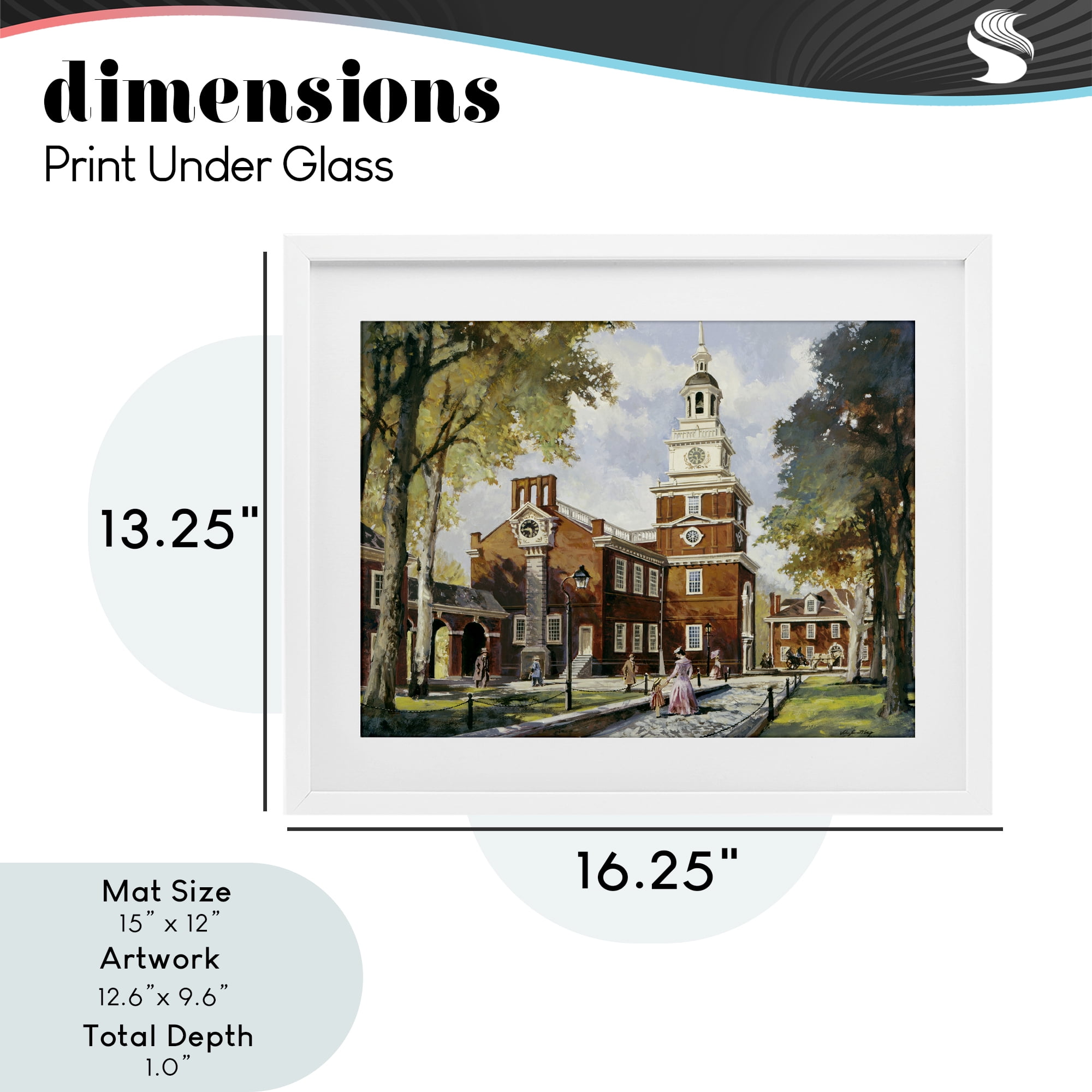 Independence Hall Colonial Times White Framed Print Under Glass, design by Wind River Studios