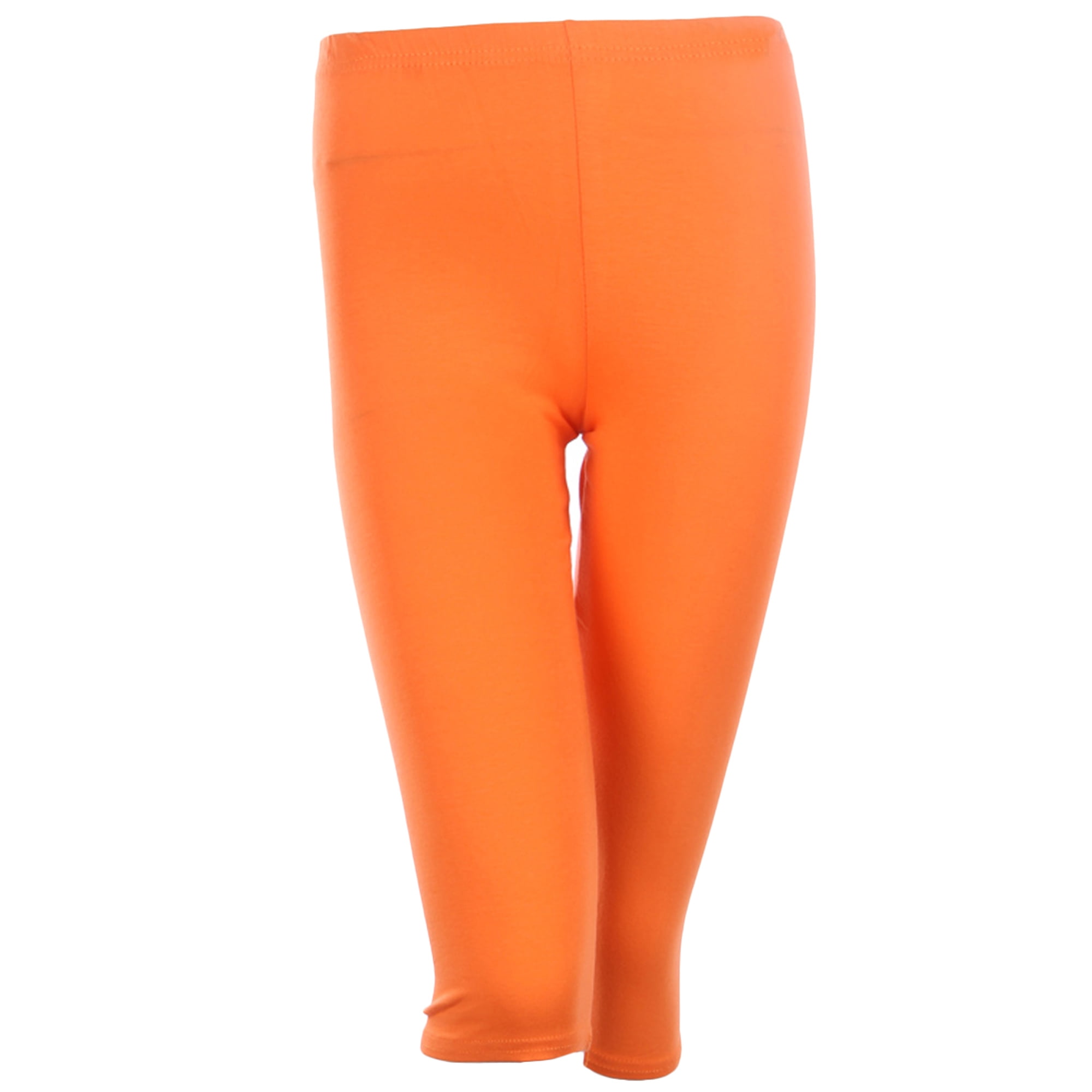 PLUS SIZE Solid Cotton Capri Leggings Plain Pants Capris For Women, Orange, 1XL