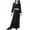 Black, variant on Girls Long Sleeve Crew Neck Dress, Solid Color Maxi Dress for Kids, Comfortable Everyday Casual Wear, Loose Fit Stretchy Dress for School and Play Black L
