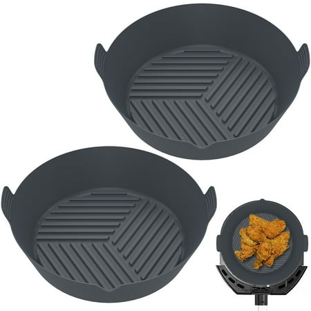 

2Pcs Air Fryer Silicone Pot with Handle Reusable Air Fryer Liner Heat Resistant Air Fryer Silicone Basket 7.87inch Round Baking Pan Air Fryer Accessories Liners Replacement for Air Fryer Oven Microwav