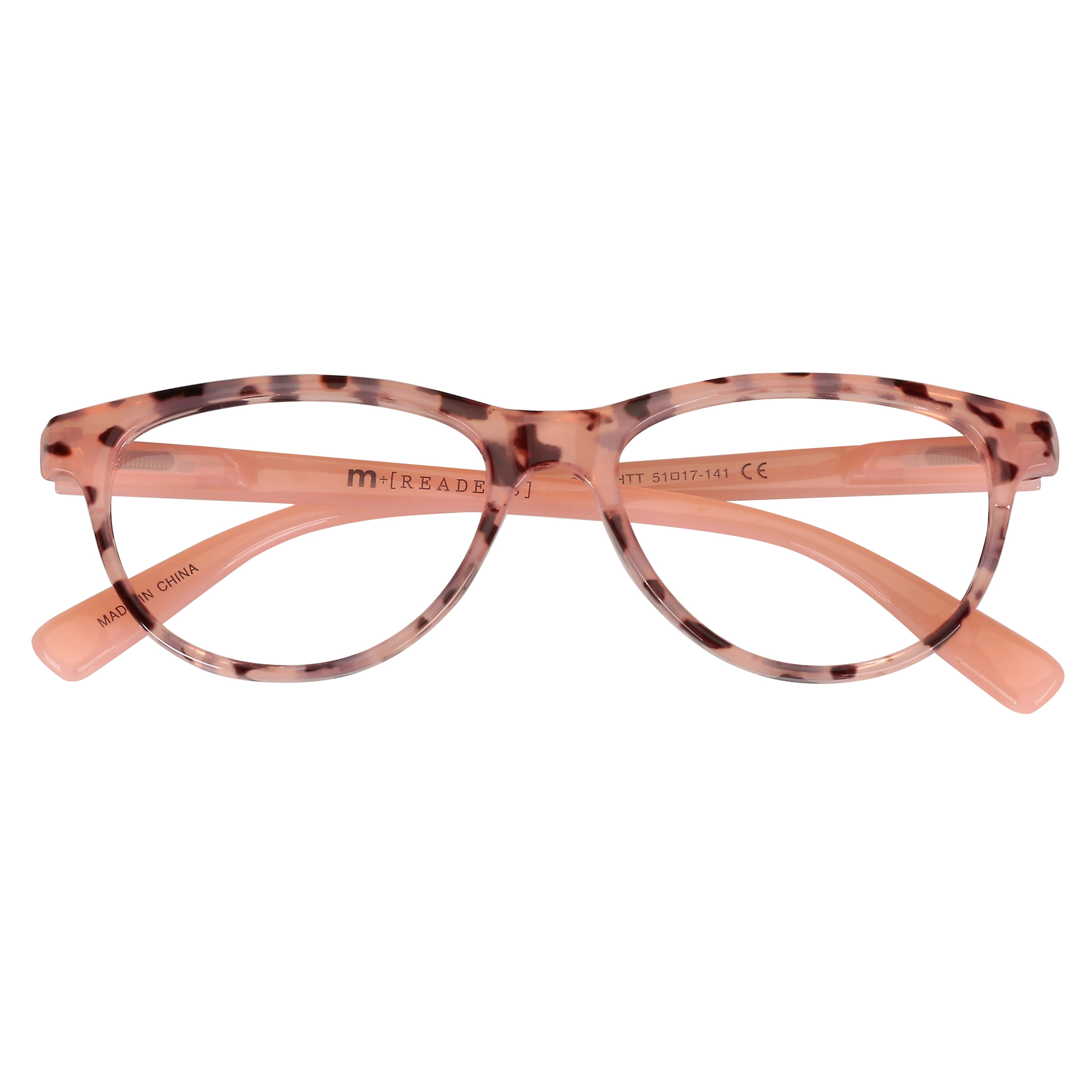 (2 pack) M+ Womens Cateye Plastic Reading Glasses Blhtt 2.50 Jessie in Tortoise with Pink Temples