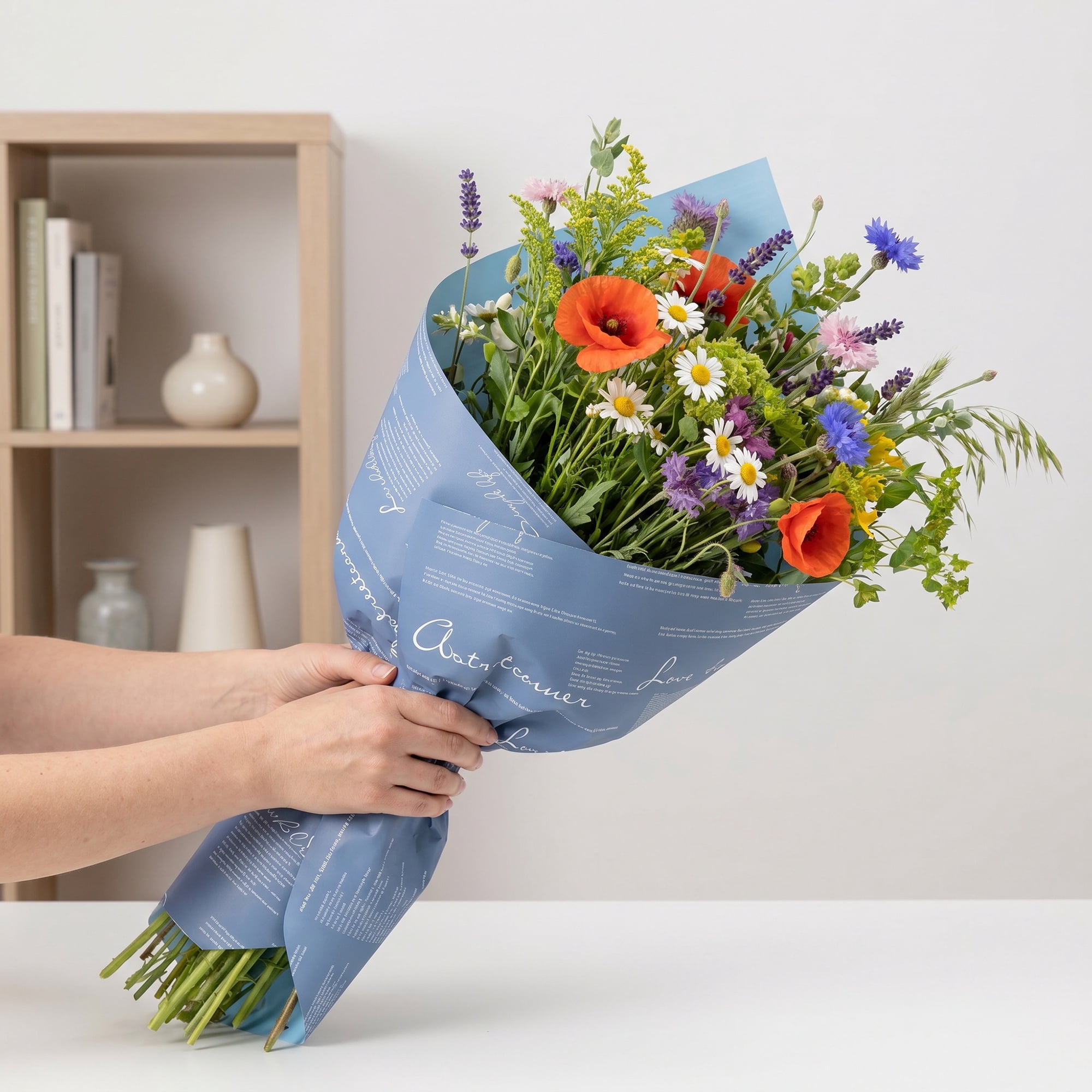 Unique Bargains Waterproof Gift Wrap Paper for Bouquets and Gifts Navy Blue 22.4"x 22.4"