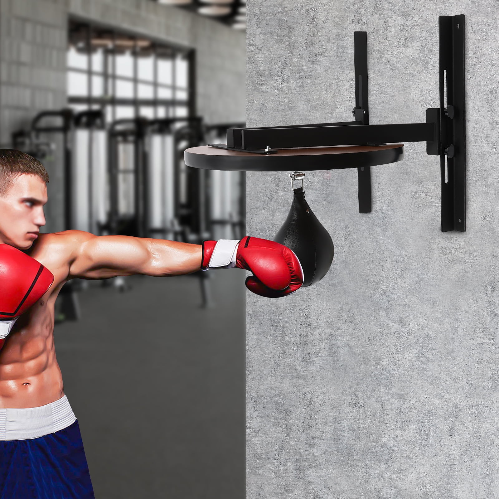 23.6" Speed Bag Platform Kit, Wall-mounted Speed Bag Platform Heavy Duty Boxing Training Equipment with Punching Ball for Men & Women