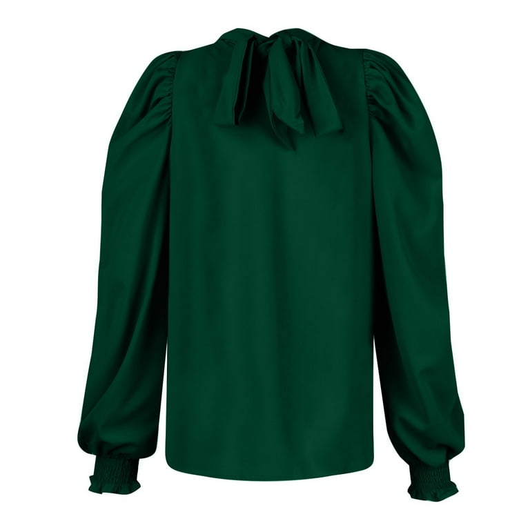 Ovticza Women Satin Mock Neck Long Sleeve Blouses Smocked Ovticza Women Satin Mock Neck Long Sleeve Blouses Smocked
