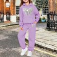 thumbnail image 2 of RMGVDSD Girls Sweatsuit Fall Bow Print Hoodie Sweatshirt Pants Set with Pockets Casual Two Piece Outfit Comfortable Stylish Clothing, 2 of 6