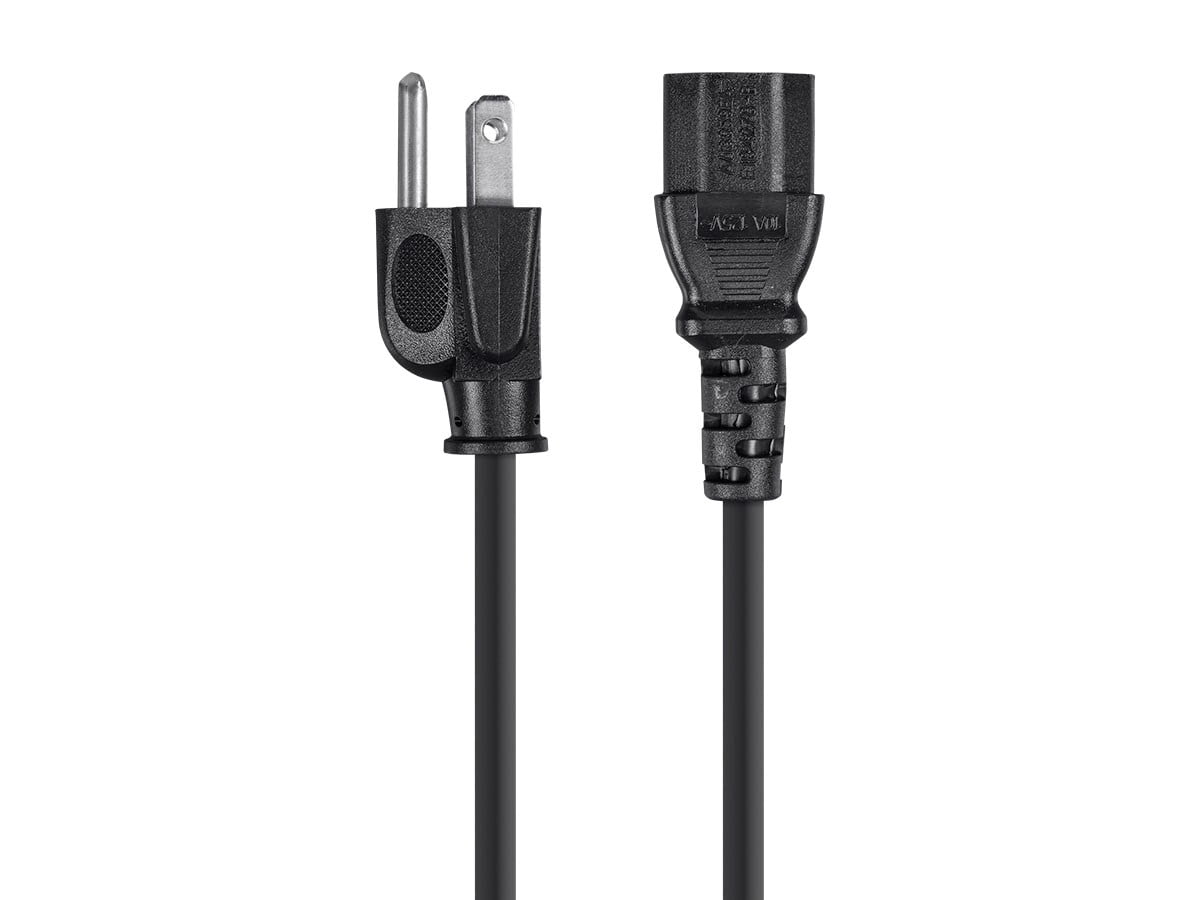 Monoprice 3-Prong Power Cord - 15 Feet - Black | NEMA 5-15P to IEC 60320 C13, 16AWG, 13A