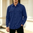 thumbnail image 4 of Lmnyox Men's Cargo Shirts Classic Button Up Long Sleeve Collared Tops Casual Solid Color Shirts with Pockets, 4 of 5