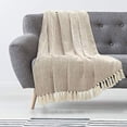 thumbnail image 4 of Americanflat 50x60 Throw Blanket, 100% Cotton with Fringe, Khaki and Beige Herringbone, all seasons blanket, 4 of 5