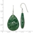 thumbnail image 2 of 925 Sterling Silver Shepherd hook Large Crack Aventurine Green Tear Drop Earrings 49x23mm Wide Dangle Earring for Women, 2 of 2