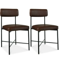 Best Choice Products Faux Leather Dining Chair Set of 2, Standard Height w/ Metal Frame - Mocha Brown