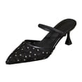 thumbnail image 2 of DIVVce Star Embroidered Mesh Mule Heels For Women Pointed Toe Kitten Heel Evening Footwear, 2 of 8