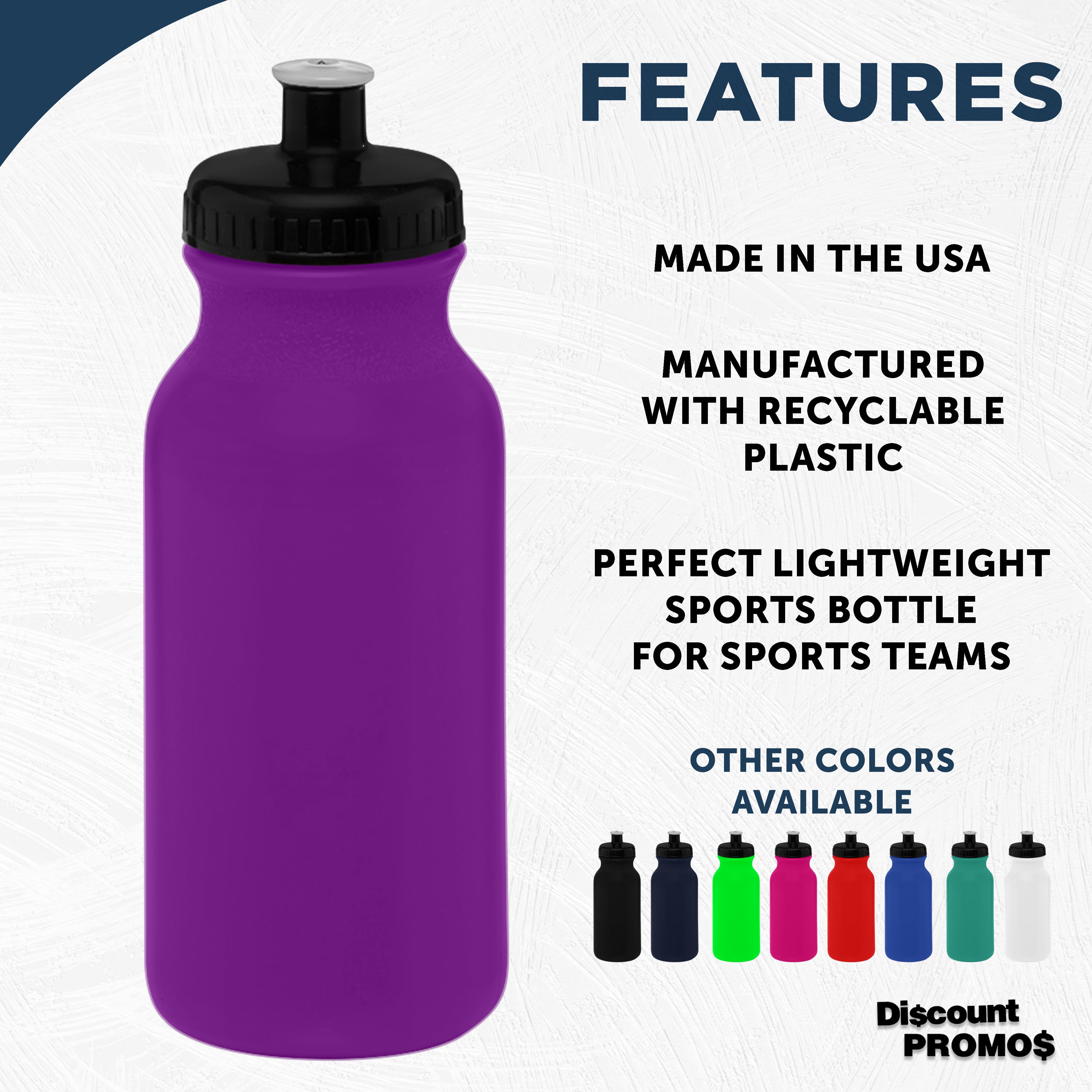 Water Bottle with Push Cap 20 oz. Set of 6, Bulk Pack - Reusable, Leak Proof, Perfect for Gym, Hiking, Camping, Outdoor Sports - Purple
