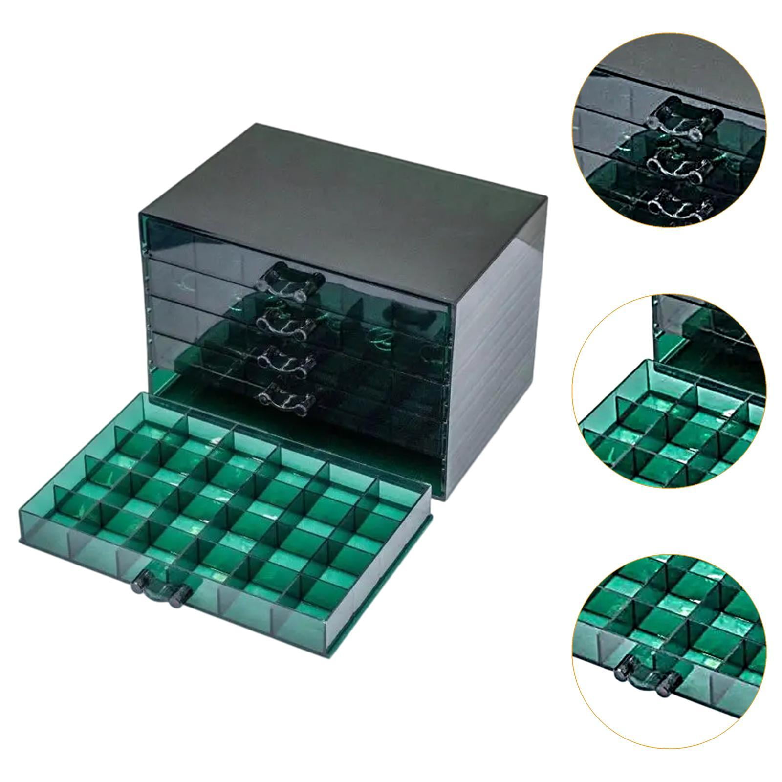 Milageto Nail Arts Storage Box 120 Jewelry Organizer for Earring Beads Glitters Dark Green