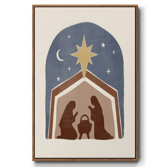 Boho Nativity I - Framed Gallery Wrapped Holiday Canvas - 17 x 25 - Rosewood Frame