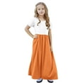 thumbnail image 6 of QTOCIO Toddler Girls Dresses, Baby Girl Summer Clothes, Kids Girls Cute Splicing Color Short Sleeve Stretchy Pocket A Line Long Dress, Orange B, 4 Years, 6 of 8
