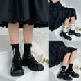 thumbnail image 4 of JUNTEX Women Kawaii Short Ankle Socks Gothic Lolita Bow Pearl Chain Ruffled Hosiery, 4 of 19