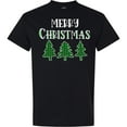 thumbnail image 3 of Inktastic Merry Christmas Green Plaid Christmas Trees T-Shirt, 3 of 5