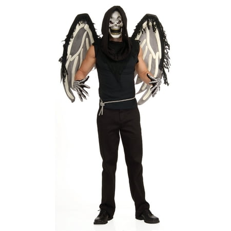 Adult Skeleton Goth Gothic Dark Angel of Death Mask Wings Costume Accessory