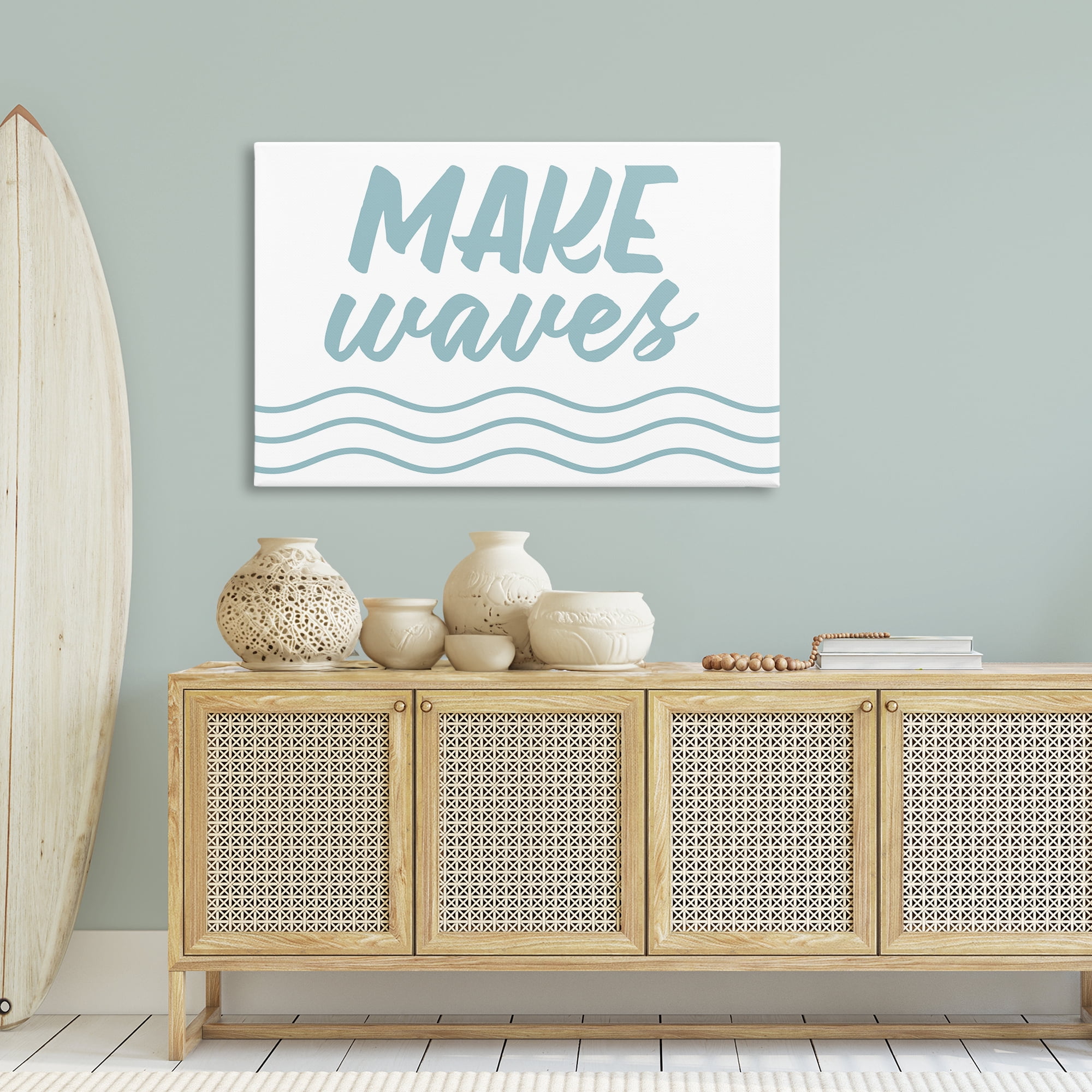 Stupell Industries Make Waves on White Typography Painting Gallery Wrapped Canvas Art Print Wall Art, 45 x 30